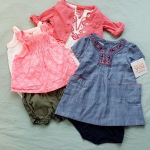 Lot of 3 newborn Carter's outfits baby girl summer